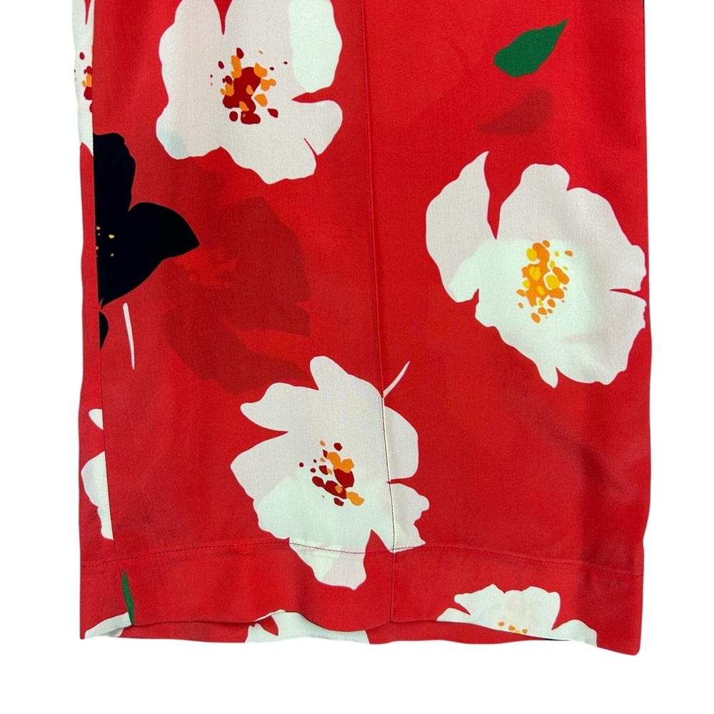 Tucker Red Floral Wide Leg Silk Pants - Picture 5 of 16